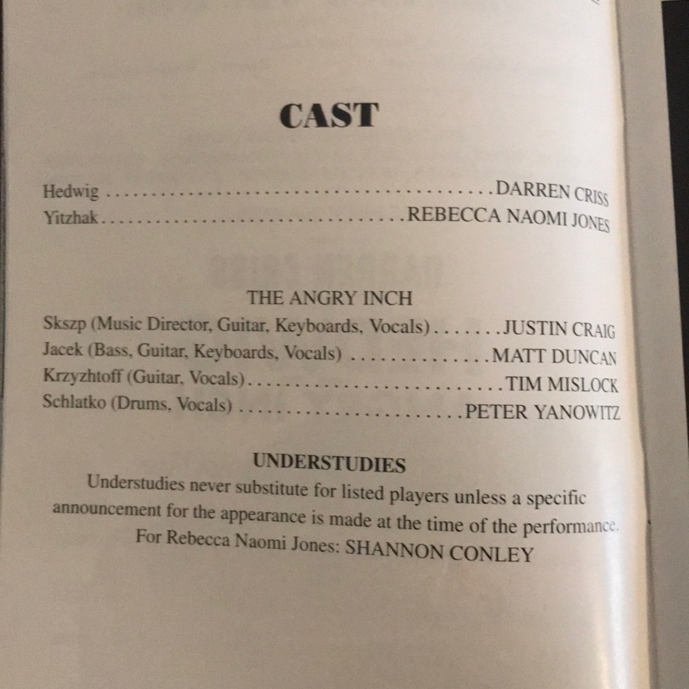 DARREN CRISS in Hedwig and the Angry Inch PLAYBILL - Picture 3 of 5